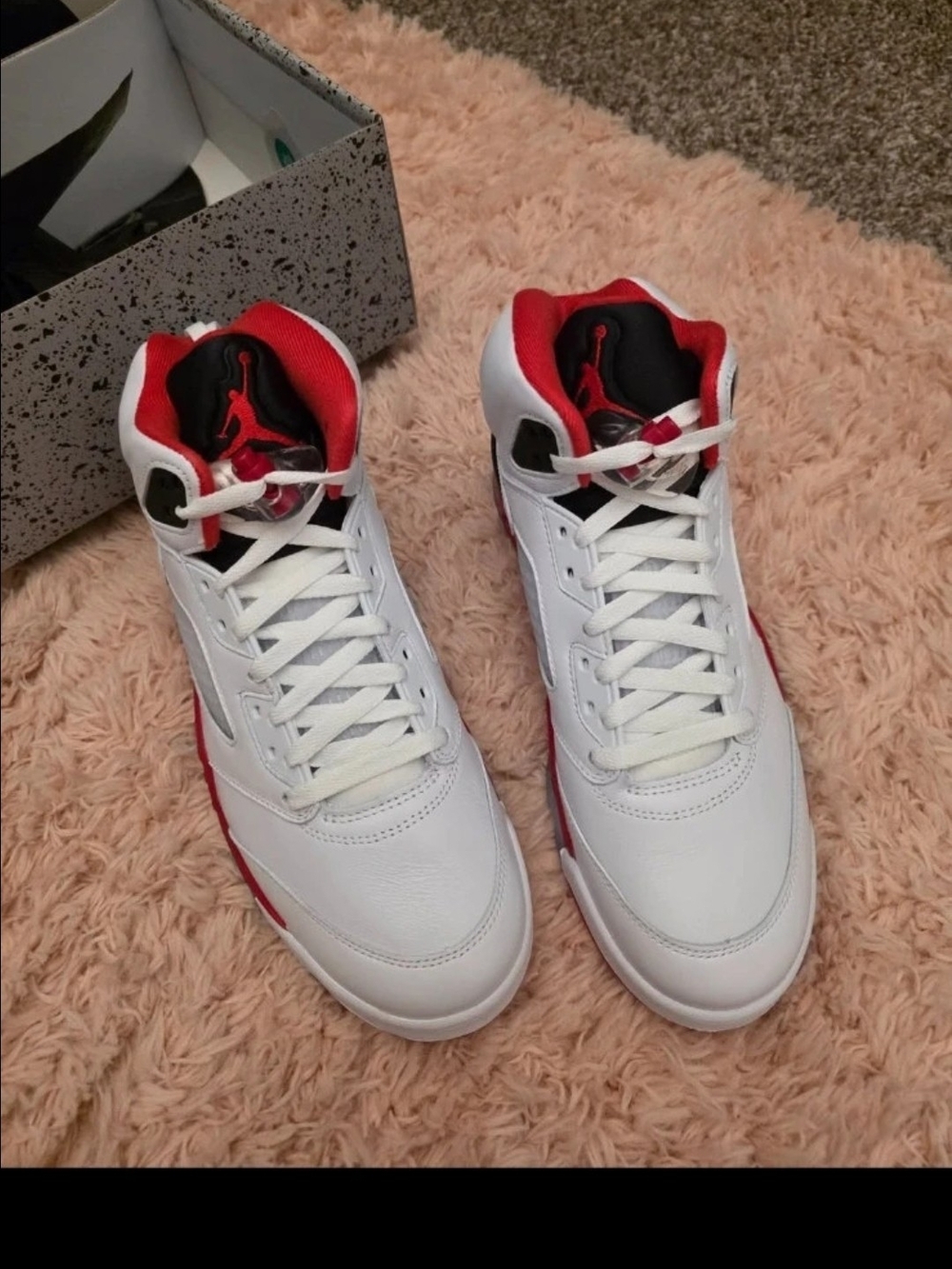 Nike White and Red Men's High-Top Basketball Sneakers